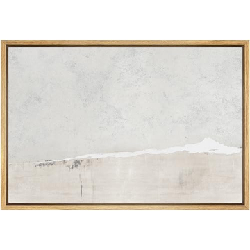 SIGNWIN Framed Canvas Print Wall Art Gray White Watercolor Landscape Abstract Shapes Illustrations Modern Art Decorative Contemporary Chic Minimal for Living Room, Bedroom, Office - 24"x36" Natural