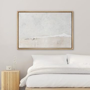 SIGNWIN Framed Canvas Print Wall Art Gray White Watercolor Landscape Abstract Shapes Illustrations Modern Art Decorative Contemporary Chic Minimal for Living Room, Bedroom, Office - 24"x36" Natural