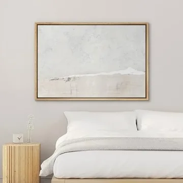 SIGNWIN Framed Canvas Print Wall Art Gray White Watercolor Landscape Abstract Shapes Illustrations Modern Art Decorative Contemporary Chic Minimal for Living Room, Bedroom, Office - 24"x36" Natural