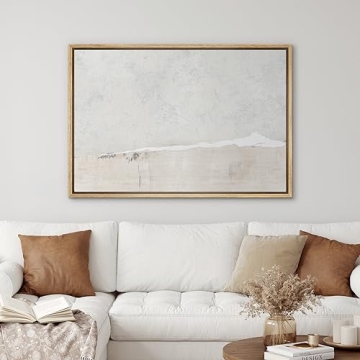 SIGNWIN Framed Canvas Print Wall Art Gray White Watercolor Landscape Abstract Shapes Illustrations Modern Art Decorative Contemporary Chic Minimal for Living Room, Bedroom, Office - 24"x36" Natural