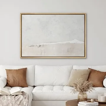 SIGNWIN Framed Canvas Print Wall Art Gray White Watercolor Landscape Abstract Shapes Illustrations Modern Art Decorative Contemporary Chic Minimal for Living Room, Bedroom, Office - 24"x36" Natural