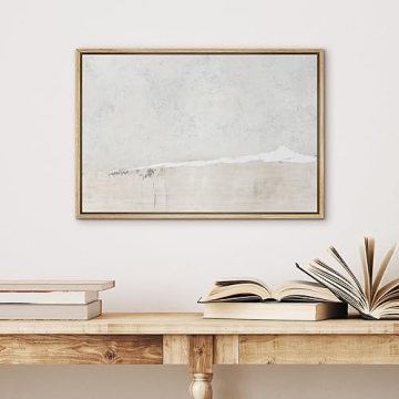 SIGNWIN Framed Canvas Print Wall Art Gray White Watercolor Landscape Abstract Shapes Illustrations Modern Art Decorative Contemporary Chic Minimal for Living Room, Bedroom, Office - 24"x36" Natural