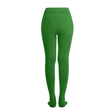 EMEM Apparel Women's Ladies Solid Colored Opaque Dance Ballet Costume Microfiber Footed Tights Stockings Fashion Kelly Green C