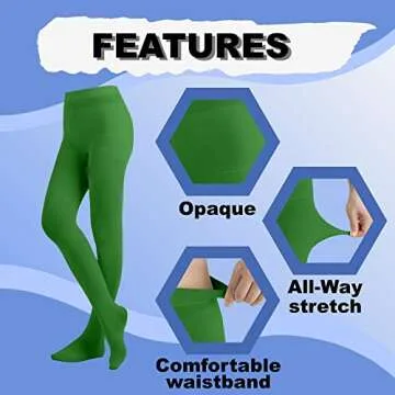 EMEM Apparel Women's Ladies Solid Colored Opaque Dance Ballet Costume Microfiber Footed Tights Stockings Fashion Kelly Green C