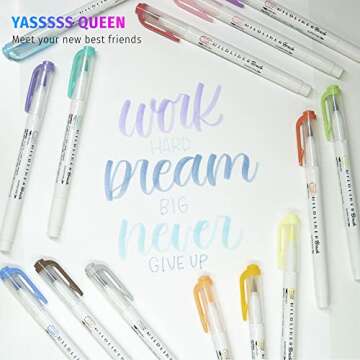 Zebra Besties Lettering Brush and Marker Exclusive 16 Piece Set, Includes 1 Each Black Brush Pen in ...