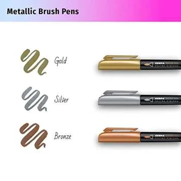 Zebra Besties Lettering Brush and Marker Exclusive 16 Piece Set, Includes 1 Each Black Brush Pen in Extra Fine, Fine and Medium Tips, 3 Metallic Brush Pens, and 10 Mildliner Brush/Marker Pens
