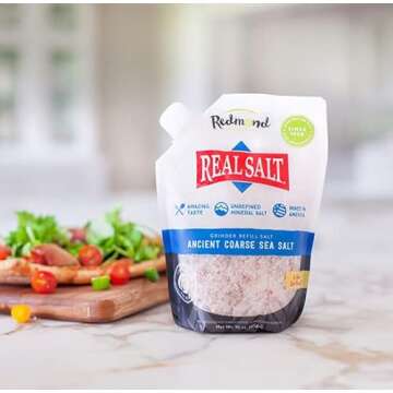 Redmond Real Sea Salt - Natural Unrefined Gluten Free Coarse, 16 Ounce Pouch (2 Pack)