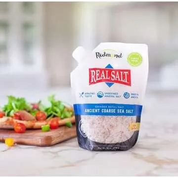 Redmond Real Sea Salt - Natural Unrefined Gluten Free Coarse, 16 Ounce Pouch (2 Pack)