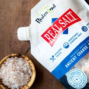 Redmond Real Sea Salt - Natural Unrefined Gluten Free Coarse, 16 Ounce Pouch (2 Pack)