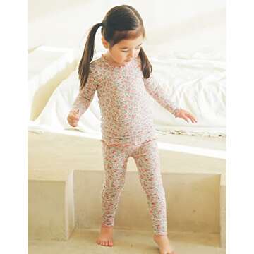 VAENAIT BABY Infant Toddler Girls&Boys Modal Pajamas Pjs 2pcs Set Shirring Rose Flower L