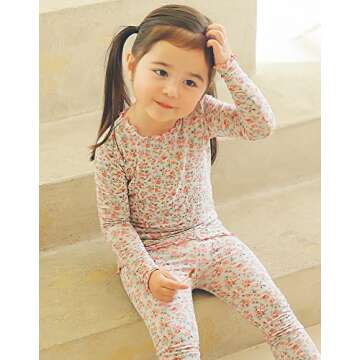 VAENAIT BABY Infant Toddler Girls&Boys Modal Pajamas Pjs 2pcs Set Shirring Rose Flower L