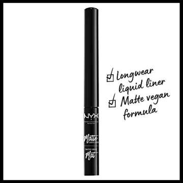 NYX PROFESSIONAL MAKEUP Matte Liquid Liner, Waterproof Eyeliner - Black, Vegan Formula