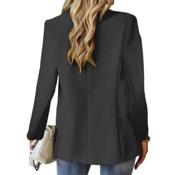 Work Blazer Jacket for Women 2024 Womens Casual Work Clothes Outfits Office Business Plus Szie Professional Interview Attire Oversize Winter Blazers Jackets Suits Suit Black L
