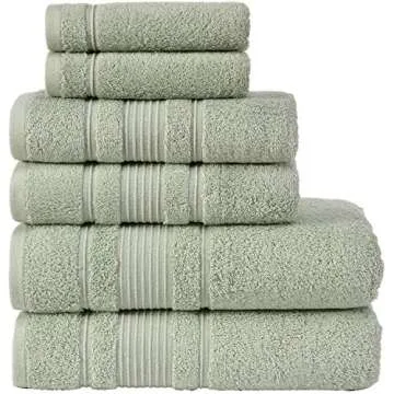 Qute Home 6-Piece Bath Towels Set, 100% Turkish Cotton Premium Quality Bathroom Towels, Soft and Absorbent Turkish Towels, Set Includes 2 Bath Towels, 2 Hand Towels and 2 Washcloths (Green)