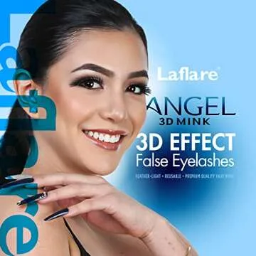 Laflare 3D MINK ANGEL Eyelashes, Soft, Feather-Light, Double-Layer, Voluminous, Glamorous, Fluffy, Striking Look, Reusable Premium Quality False Mink Lashes (AM05)