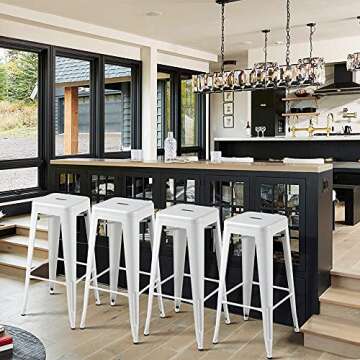 Yaheetech Metal Bar Stools 30inch Barstools Counter Height Bar Stools Set of 4 Indoor & Outdoor Stac...