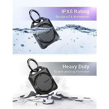 PROfezzion 4-Pack Secure AirTag Holder Air Tag Case with Key Ring, 3M Adhesive Mount & Loop Strap for Keychain, Dog Collar, Backpack, Luggage Bag, Car & More, IPX8 Waterproof, Full Cover & Discreet