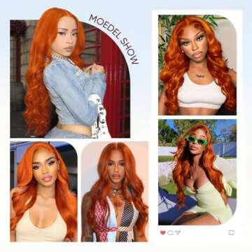 Ginger Lace Front Wigs Human Hair Pre Plucked with Baby Hair, 13x6 HD Ginger Body Wave Lace Frontal Wigs Human Hair,180% Density Colored Glueless Wig Orange Ginger Wig Human Hair for women 28 inch