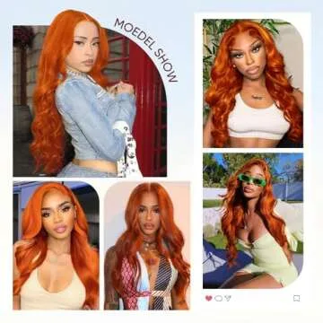 Ginger Lace Front Wigs Human Hair Pre Plucked with Baby Hair, 13x6 HD Ginger Body Wave Lace Frontal Wigs Human Hair,180% Density Colored Glueless Wig Orange Ginger Wig Human Hair for women 28 inch