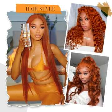 Ginger Lace Front Wigs Human Hair Pre Plucked with Baby Hair, 13x6 HD Ginger Body Wave Lace Frontal Wigs Human Hair,180% Density Colored Glueless Wig Orange Ginger Wig Human Hair for women 28 inch