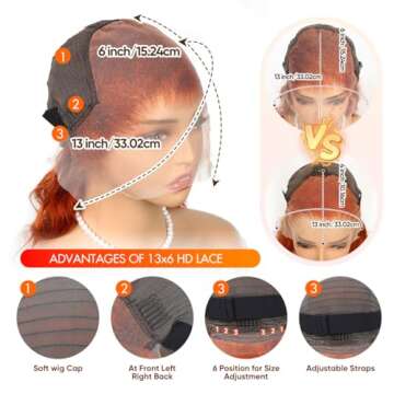 Ginger Lace Front Wigs Human Hair Pre Plucked with Baby Hair, 13x6 HD Ginger Body Wave Lace Frontal Wigs Human Hair,180% Density Colored Glueless Wig Orange Ginger Wig Human Hair for women 28 inch