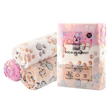 MIWOPET 3 Pack Cat and Dog Blanket Soft & Warm Fleece Flannel Pet Blanket, Great Pet Throw for Puppy, Small Dog, Medium Dog & Large Dog (Medium)