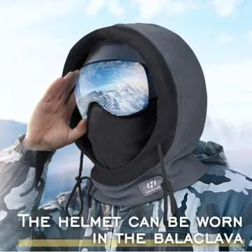 Balaclava Face Mask Windproof Fleece Ski Mask for Men and Women Winter Neck and Face Warmer Grey