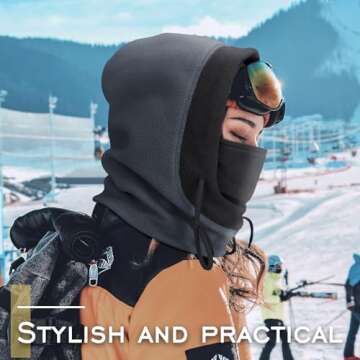 Balaclava Face Mask Windproof Fleece Ski Mask for Men and Women Winter Neck and Face Warmer Grey