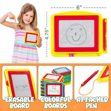 Bedwina Magnetic Drawing Board for Kids - (Pack of 12) Erasable Doodle Sketch Tablet and Travel Drawing Pad for Kids Boys and Girls, Birthday Party Favors and Party Stocking Stuffers for Kids