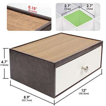 J JACKCUBE DESIGN Tea Bag Organizer for Countertop with Drawer, Tea Storage Organizer with 12 Compartments(Brown/White) - MK353A