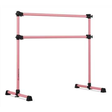 VITA Barre Portable Freestanding Double Ballet Barre, Prodigy, 4 Ft Aluminum Bars, Light Pink | Adju...