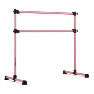 VITA Barre Portable Freestanding Double Ballet Barre, Prodigy, 4 Ft Aluminum Bars, Light Pink | Adju...