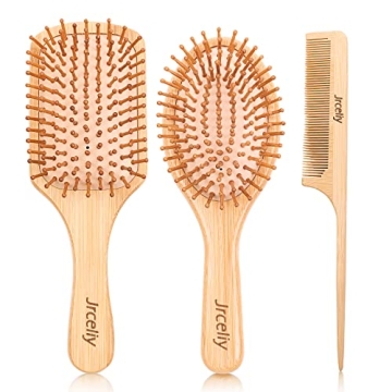 Natural Bamboo Hair Brush Set for All Hair Types