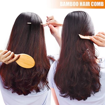 Natural Bamboo Hair Brush Set for All Hair Types