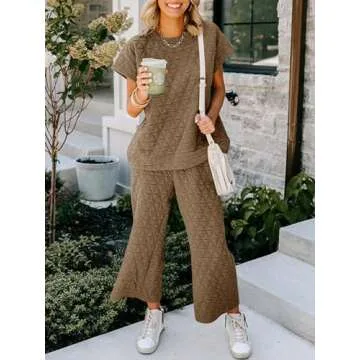 Fazortev Women's Quilted Two Piece Lounge Sets Cozy Style