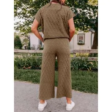 Fazortev Women's Quilted Two Piece Lounge Sets Cozy Style