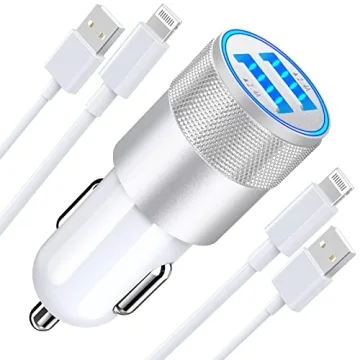 MFi Certified Dual USB Fast Car Charger | Braveridge 4.8A with Lightning Cables