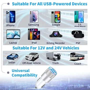 Fast Car Charger with 2 Pack Lightning Cables for iPhone