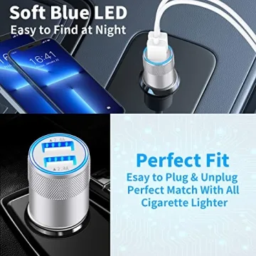 Fast Car Charger with 2 Pack Lightning Cables for iPhone