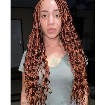 New Faux Locs Crochet Hair 24 Inch Ombre Ginger Color Extensions with Curly Ends