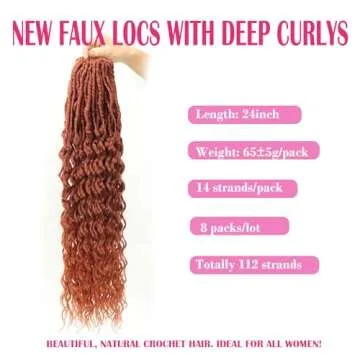 New Faux Locs Crochet Hair 24" Ombre Ginger Extensions