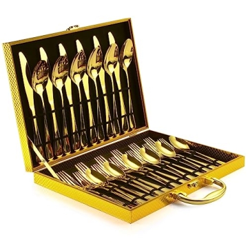 30-Piece Gold Silverware Set by Blingco - Elegant Tableware Set for 6 with Gift Box