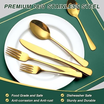 Stylish 30-Piece Gold Silverware Set for Elegant Dining