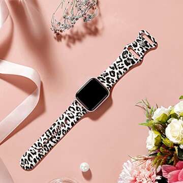 EXCHAR Comfortable Silicone Replacement Band for Apple Watch 44mm 42mm, Unisex, Series Compatible