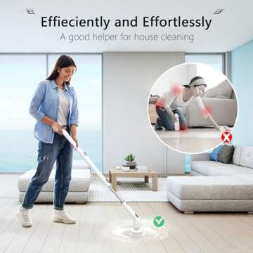 Keimi Electric Spin Scrubber, 2024 New Full-Body IPX7 Waterproof Cordless Bathroom Scrubber with 4 Replaceable Heads, Adjustable Extension Handle, Shower Cleaning Brush for Bathtub, Grout, Tile, Floor