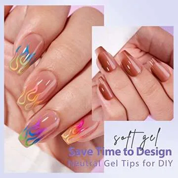 BTArtbox Short Coffin Nail Tips - Soft Gel Nail Tips Strong Adhesion Natural XCOATTIPS with Tip Primer Cover, Fake Nails Press On Nails Short Extensions Kit for Nail Art DIY