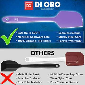 DI ORO Silicone Spatula Set - Rubber Kitchen Spatulas for Baking, Cooking, & Mixing - 600°F Heat-Re...