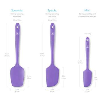 DI ORO Silicone Spatula Set - Rubber Kitchen Spatulas for Baking, Cooking, & Mixing - 600°F Heat-Resistant & BPA Free Silicone Scraper Spatulas for Nonstick Cookware - Dishwasher Safe (3pc, Lavender)