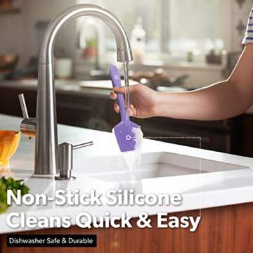 DI ORO Silicone Spatula Set - Rubber Kitchen Spatulas for Baking, Cooking, & Mixing - 600°F Heat-Resistant & BPA Free Silicone Scraper Spatulas for Nonstick Cookware - Dishwasher Safe (3pc, Lavender)