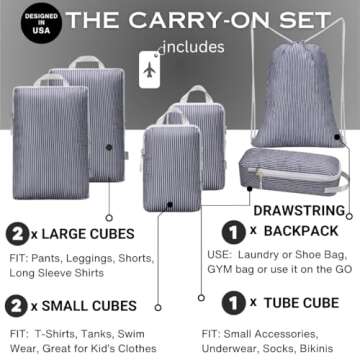 Vatalife 6pc Compression Packing Cubes - Travel Organizer
